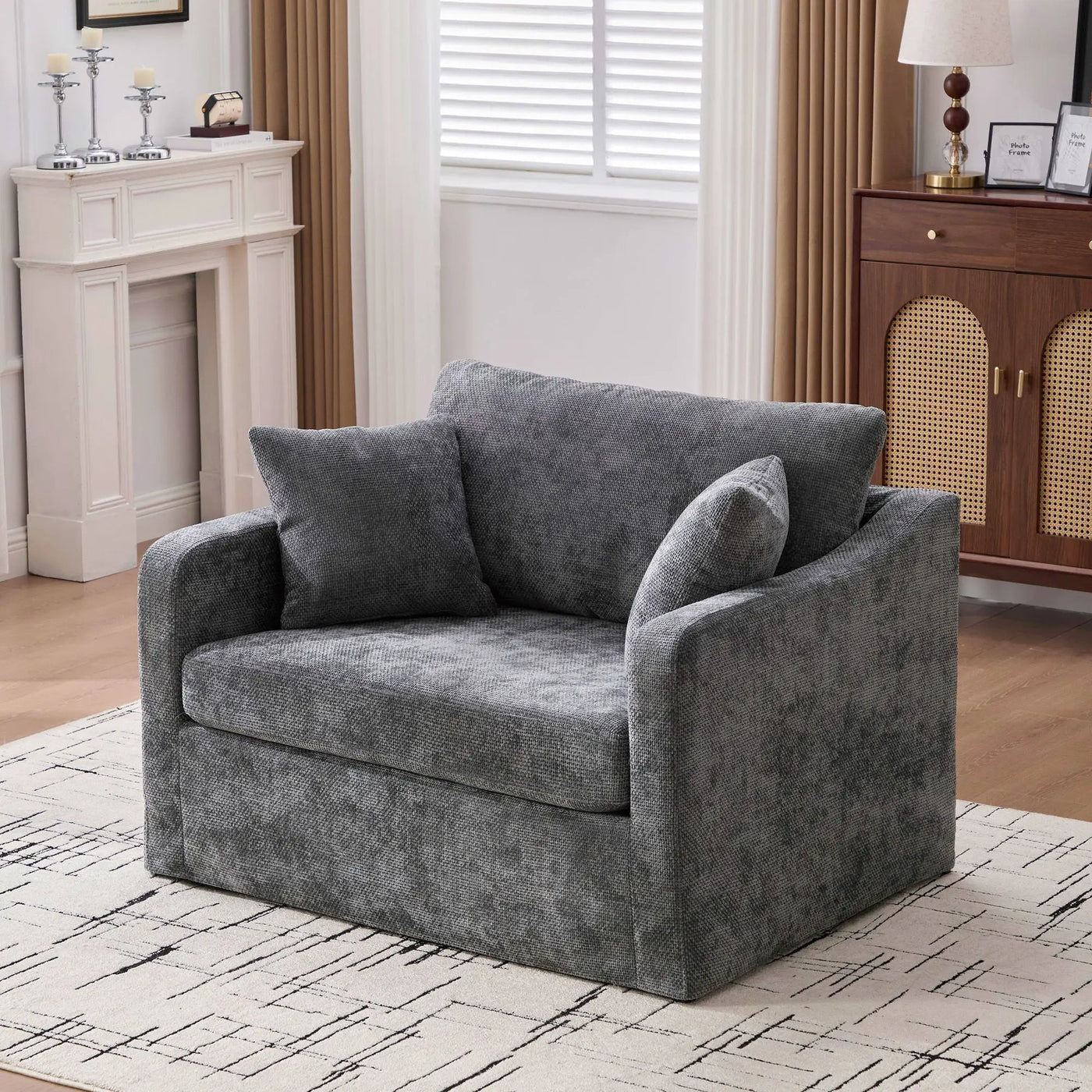 Farmhouse Accent Chair With 2 Bolster Pillows by Unique Piece Furniture