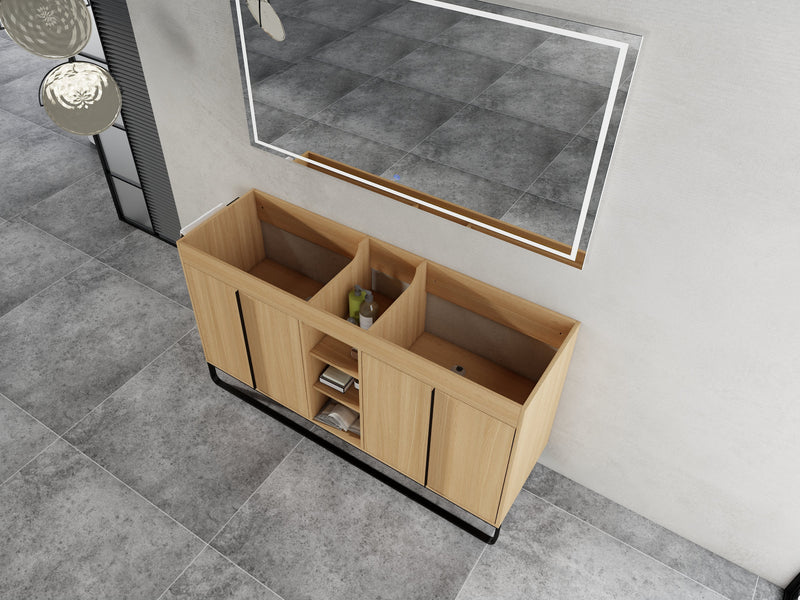 60-Inch Freestanding Bathroom Cabinet with Soft Close Doors & Open Storage by HouseOfZazla