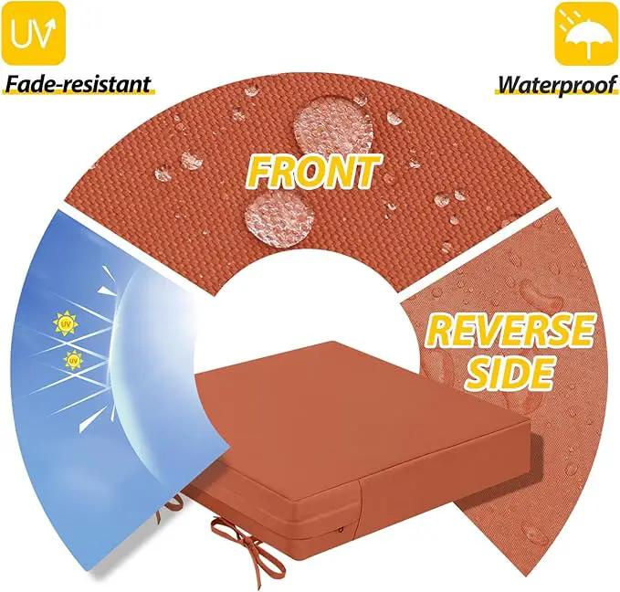 AAAAAcessories Outdoor Seat Cushions for Chairs, Waterproof, Fade-Resistant Patio Furniture Replacement Cushions, 19" x 19" x 3", Set of 2, Rust by GreenHaven Gardens