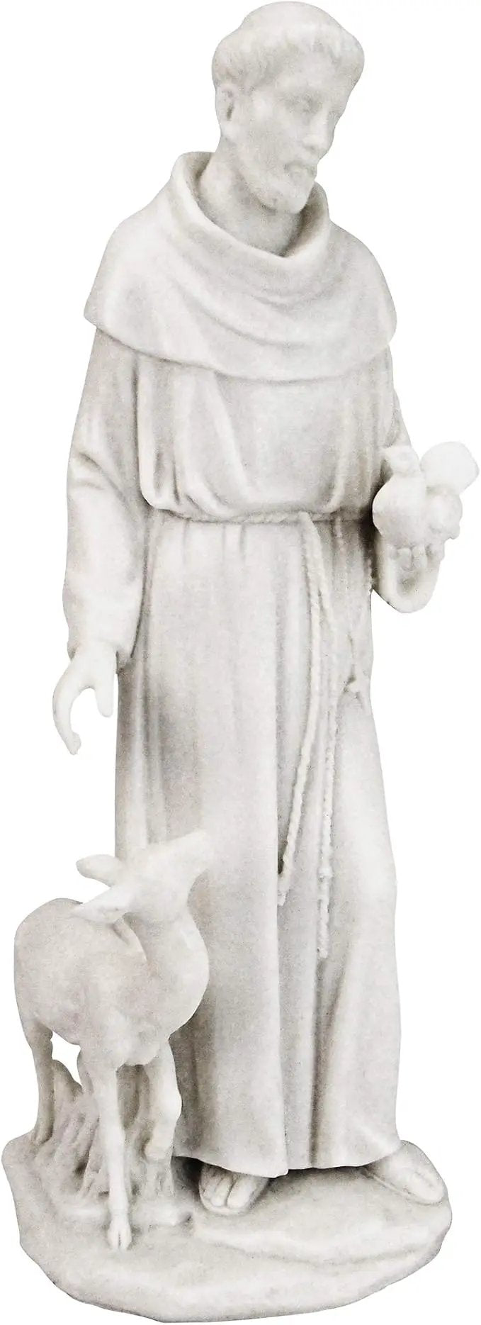 Design Toscano Francis of Assisi, Patron of Animals Religious Statue Figurine, 11 inches tall, Cast Marble Resin, White Finish by GreenHaven Gardens