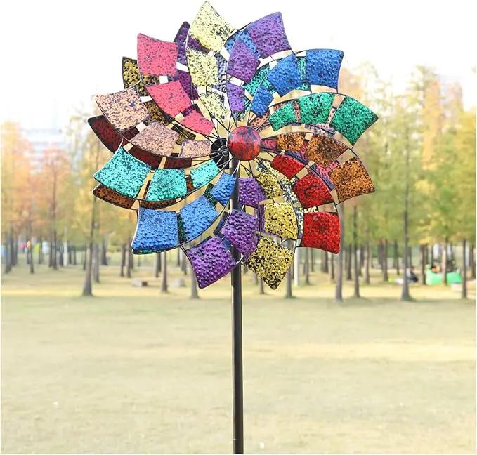 Yard Garden Wind Spinners - Large Outdoor Wind Spinners with Metal Stake, Yard Art Lawn Garden Decor (24" W x 84" H) by GreenHaven Gardens