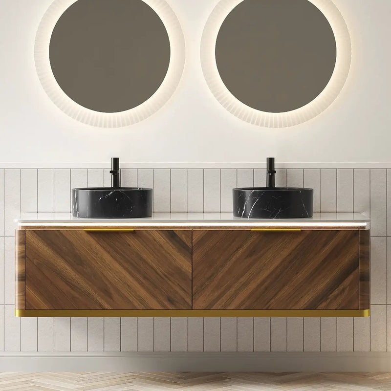DIPA 60" Bathroom Vanity & Sinks, Floating Plywood Storage Cabinet by HouseOfZazla