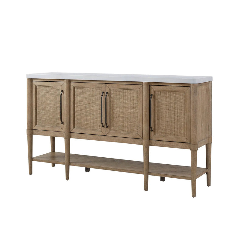 Cement Topped Server With Cane Insets - Sand by Unique Piece Furniture