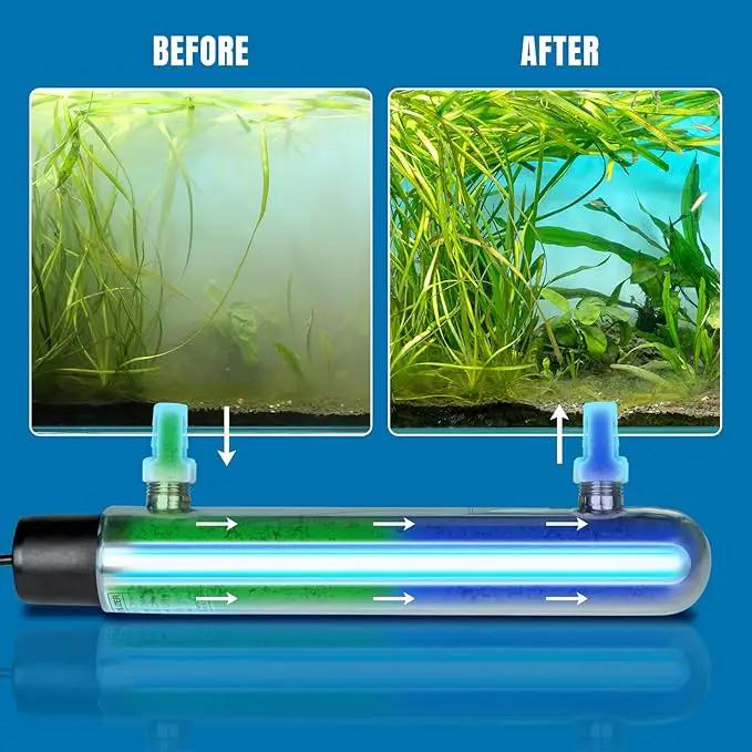 12W Inline UV Light Clarifier for Koi Pond Aquarium Algae Control Cold Plunge UV Light Stainless Steel Ultraviolet Green Killing Machine Algae Remover by GreenHaven Gardens