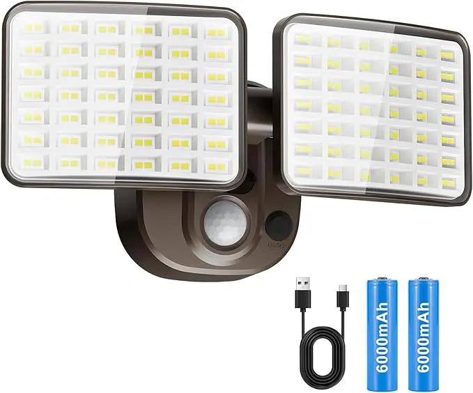 Rechargeable Battery Operated Motion Light 2500LM & 4000LM Motion Sensor Security Light(1-3 Months Endurance) USB Charging LED Flood Light Outdoor (Brown) 1 Pack by GreenHaven Gardens