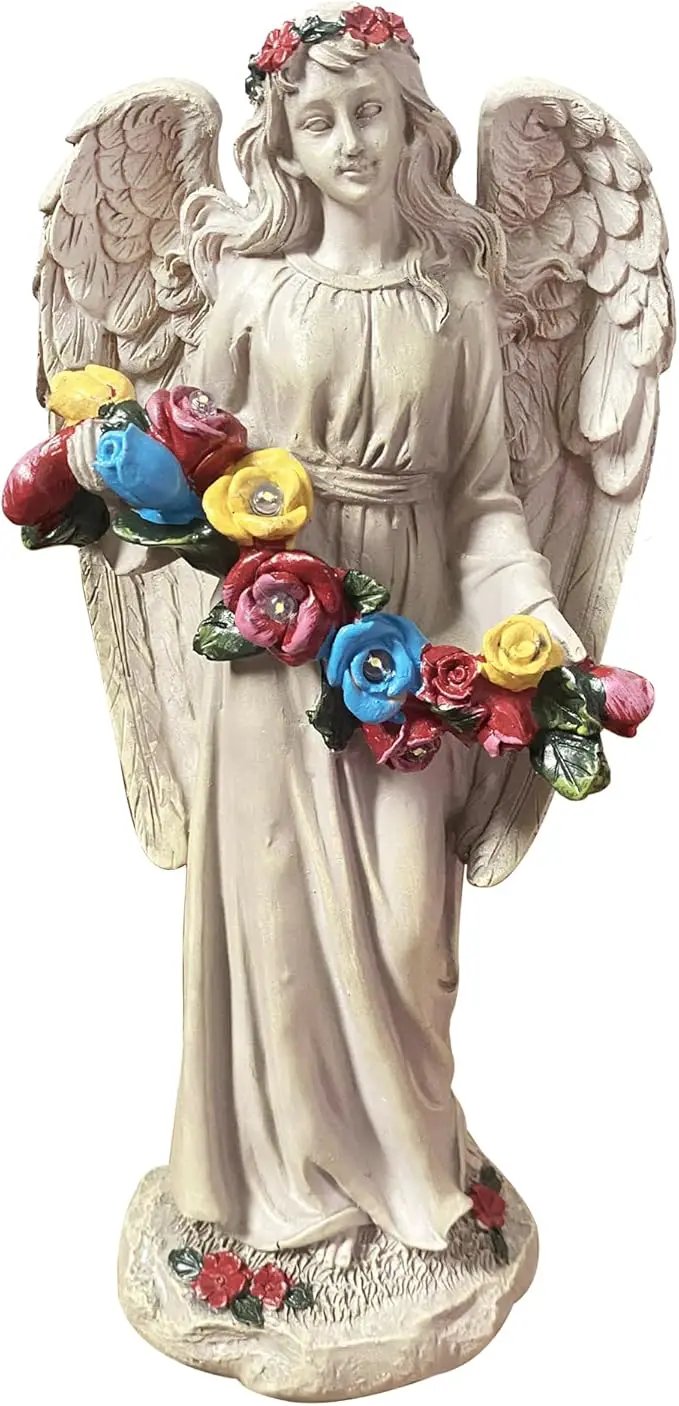 Angel Statues for Garden, Solar Angels for Outside, Angels Sculpture Holding Wreath for Outdoor Patio Lawn Balcony Ornament Gifts for Women/Mom/Grandma by GreenHaven Gardens