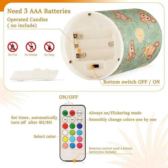 Flickering Flameless Candles, Cute Monkey LED Candles with Remote Timer, Set of 2 Battery Operated Candle for Valentine Wedding Birthday by GreenHaven Gardens