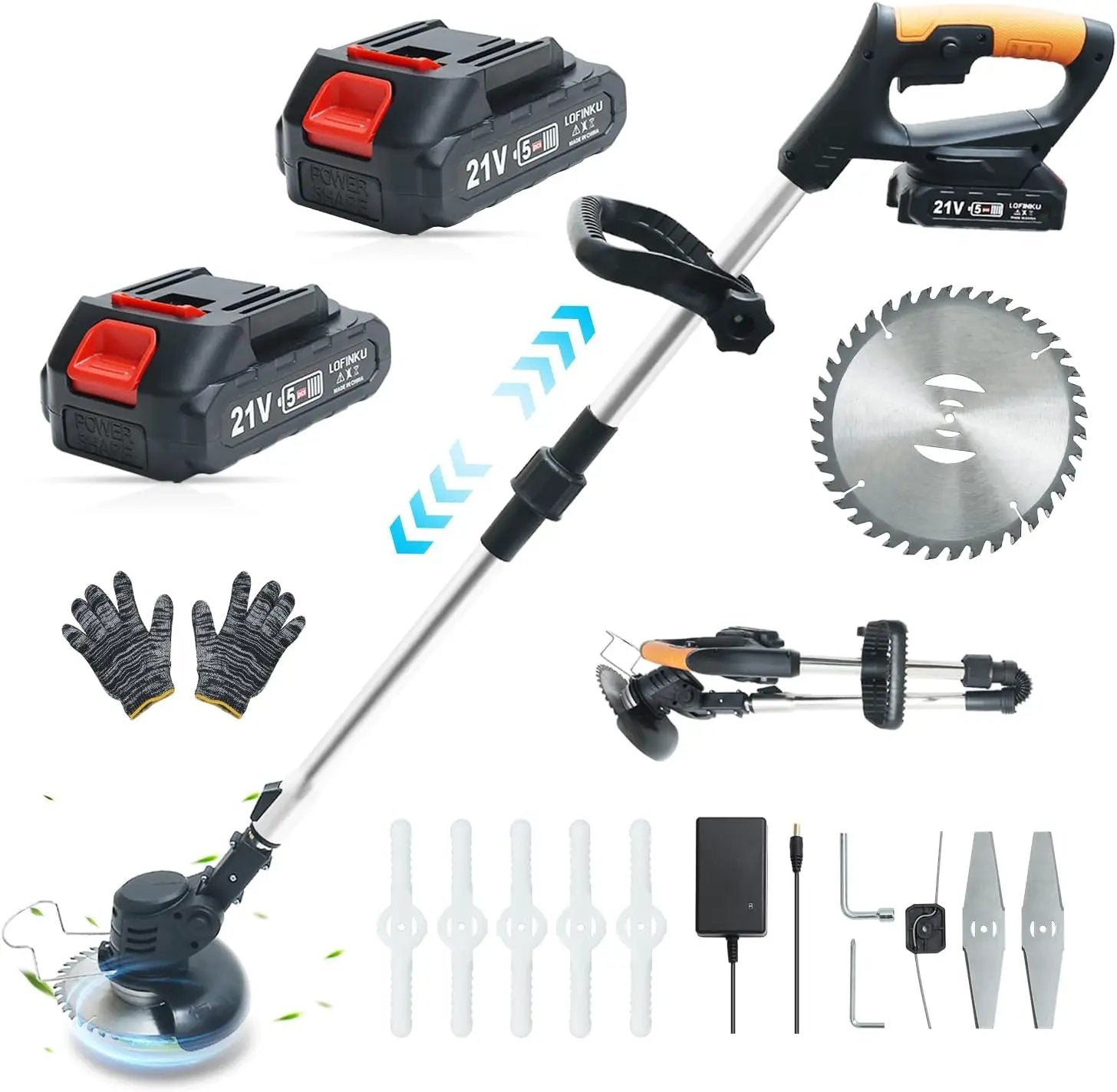 Cordless Weed Wacker,Electric Weed Eater,2 Batteries,Grass Trimmer Cordless,Weed Erimmer Black GCJ by GreenHaven Gardens