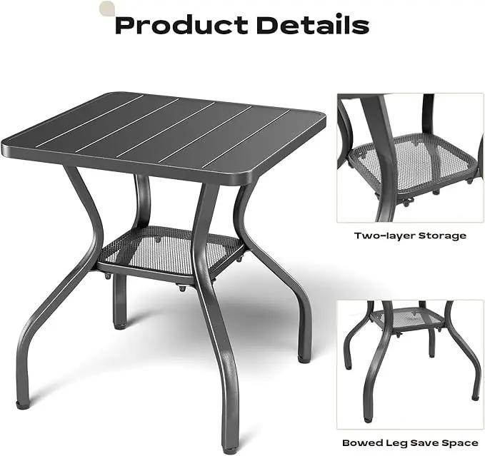 Patio Tables Outdoor Coffee Table - Metal Side Tables End Table for Patio Proch Deck Balcony Garden Squre by GreenHaven Gardens