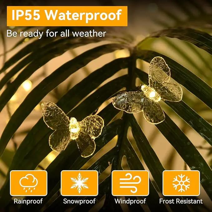 ELUTENG Outdoor String Lights 100 LED 39.4FT Solar Lights Outdoor Waterproof with 8 Lighting Modes Decorative Butterfly Solar Powered Patio Lights for Garden Yard Balcony Porch Wedding Party Decor by GreenHaven Gardens