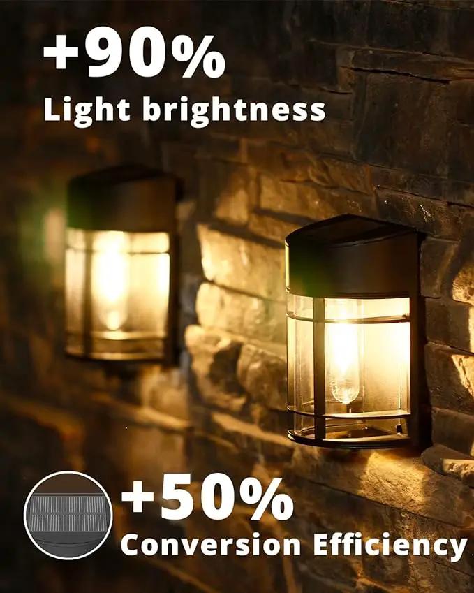 Solar Fence Lights, 8 Pack Deck Light Waterproof Solar Outdoor Lights for Garden Fence Post Backyard Decor, Brown by GreenHaven Gardens