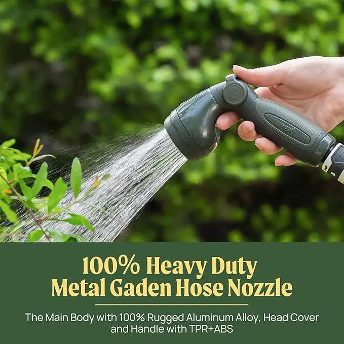 Vego Garden Hose Reel Retractable Hi-Flow x 100ft Wall Mounted Hose Reel Automatic Rewind, Any Length Lock with 9 Patterns Sprayer Nozzle, Quick Connector and Adjustable shot Nozzle-Tidepool Blue by GreenHaven Gardens