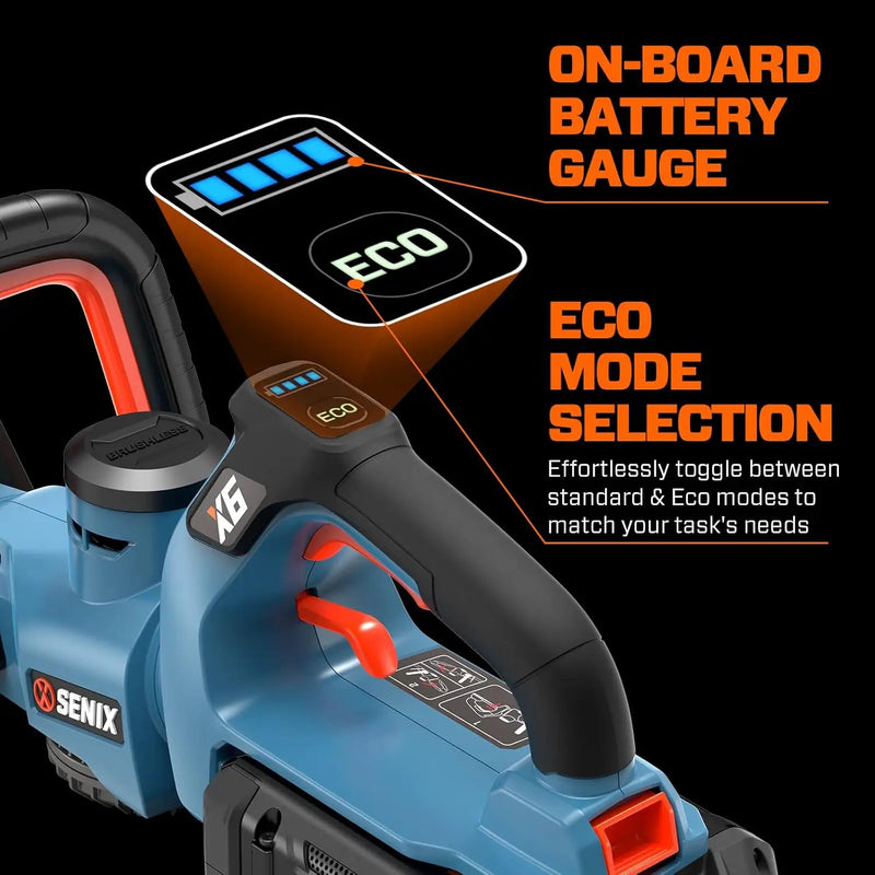 SENIX X6 60V Max* Battery Powered 26" Cordless Hedge Trimmer with Brushless Motor, Double-Sided Dual Action Blades, 1-1/4" Cutting Capacity, 3.0 Ah Lithium-ion Battery & Charger Included (HTX6-M1) by GreenHaven Gardens