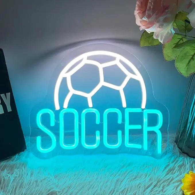 Soccer Neon Sign Dimmable LED Neon Signs for Wall Decor, Football Neon Light Sign for Bedroom Man Cave Gaming Room Party College Club Decor Sports Soccer Players Lover Gifts by GreenHaven Gardens