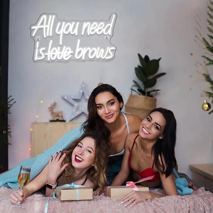 WLHOPE All you need is Brows Neon Sign White Led Neon Signs for Wall Decor, Nails Neon Signs USB Letter Neon Light Signs for Bedroom Girls Room Beauty Shop Nails Room Party Gift, Neon Nail Sign by GreenHaven Gardens
