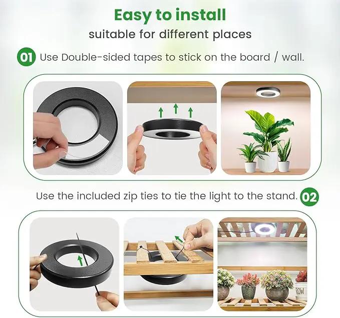Wiaxulay Grow Lights for Indoor Plants, 144 LEDs Full Spectrum LED Plant Grow Light, 5V/3A Under Cabinet Grow Lamp with Auto Timer 6/12/16 Hrs, 3 Lighting Mode, 5 Brightness Levels, Tri Head (3.5in) by GreenHaven Gardens