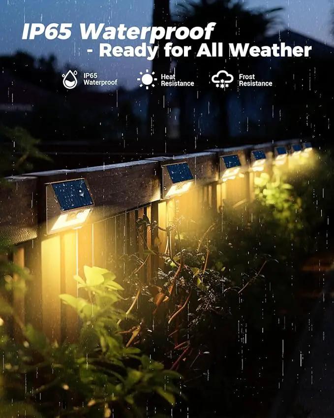 12 Pack Solar Motion Lights for Outside, Waterproof Fence Lights Outdoor, Warm White LED Wall Lights Wireless for Yard Steps Stairs Garden - Brown by GreenHaven Gardens
