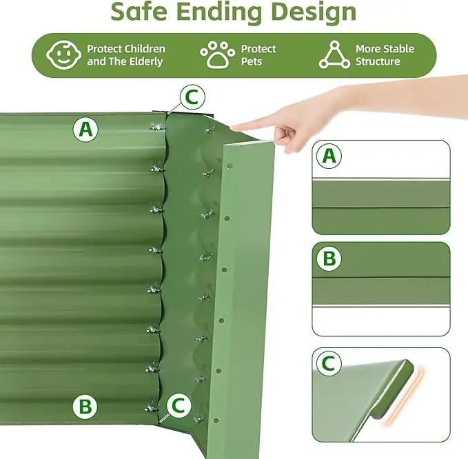 8x2x2ft Raised Garden Bed - Galvanized Deep Root Planter Boxes Outdoor with Wing Nuts and Safety Edges for Gardening Vegetables, Flowers, Herbs, Succulents - Olive Green by GreenHaven Gardens