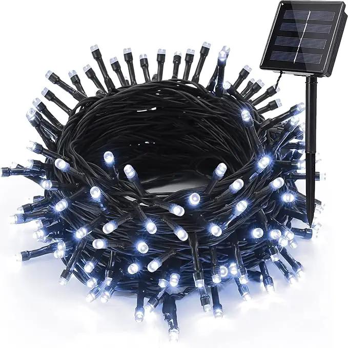 Solar Christmas Lights Outdoor, 33ft 100 LED Solar Fairy String Lights 8 Modes Waterproof Xmas Lights for Garden, Patio, Home, Party, Wedding, Holiday, Tree, Bush, Wreath, Outdoor Decor (White) by GreenHaven Gardens