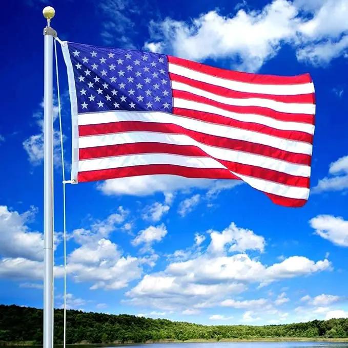 Homissor American Flags 3x5 for Outside US Flag - USA Outdoor Heavy Duty United State Flag Embroidered Stars Durable Nylon for All Weather High Wind Sewn Stripes With Brass Grommets by GreenHaven Gardens