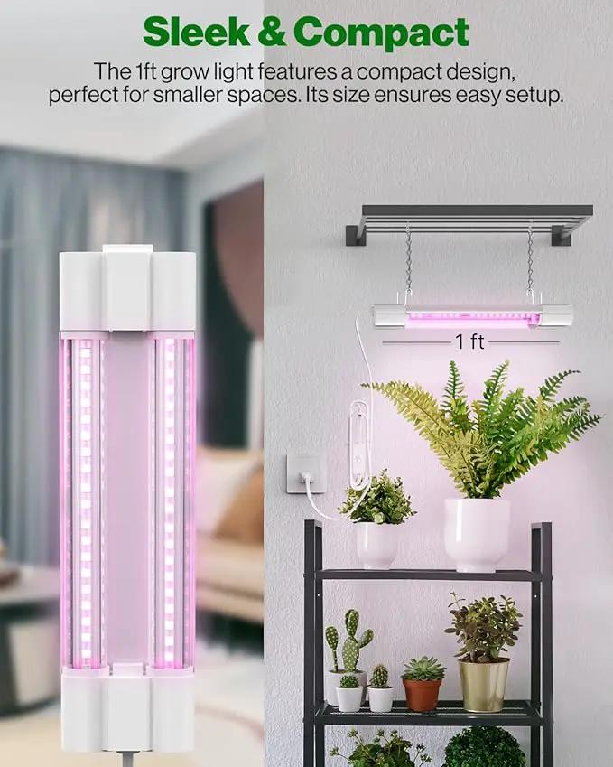 Sunco 1ft Grow Light LED, 10W, Full Spectrum, for Seed Starting, Seedling, Indoor Plants, Plug in Suspended Fixture, Link Up to 16, Inline Switch, ETL 2 Pack by GreenHaven Gardens