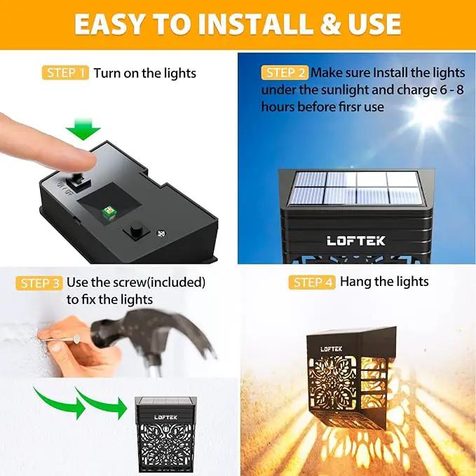 LOFTEK Solar Deck Lights, 8 Pack Solar Fence Lights, Outdoor Patio Decorative Light, Dusk to Dawn, Waterproof, Fence Post Light for Railing, Garden, Backyard, Stair, Step, Camping, Warm White by GreenHaven Gardens