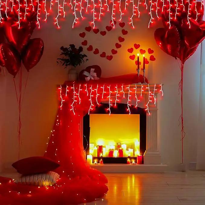 JMEXSUSS 400 LED Red Icicle String Lights, Connectable Red String Lights Indoor Outdoor with Remote, Red Christmas Lights for Room Fireplace Christmas Valentine Decorations, EXS-I-0400-R by GreenHaven Gardens