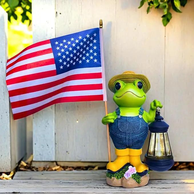 Garden Statues Frog with Solar Lantern, Outdoor Frog Figurine Decorations for Patio Yard Lawn Ornaments, Gifts for Mom/Grandma Birthday Housewarming by GreenHaven Gardens