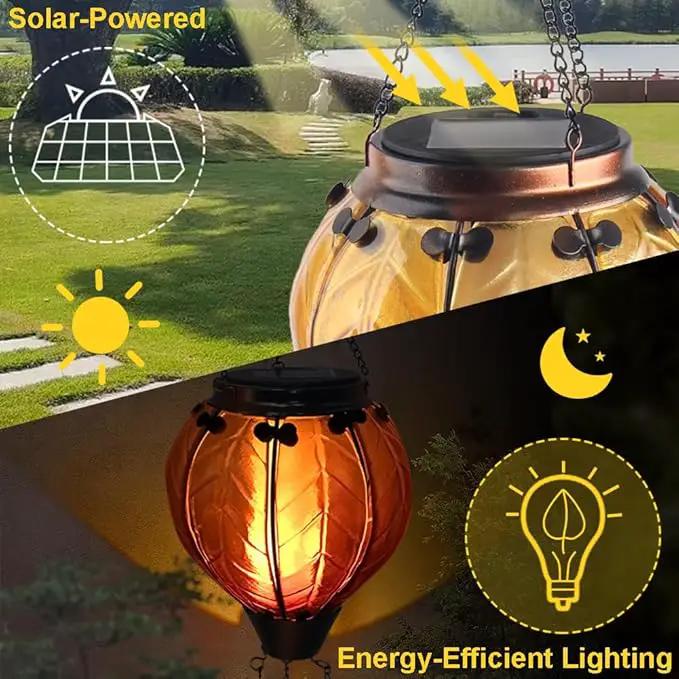 Hot Air Balloon Solar Lantern with Flickering Flame Hanging Solar Lanterns Outdoor Lights Waterproof Lanterns Decorative Garden Patio Yard Party Decor Yellow by GreenHaven Gardens