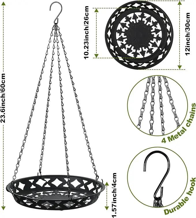Enhon 3 Pack Plant Hanger, 12 Inch Metal Hanging Planter for Indoor Outdoor Plants, Classy Glossy Black Decorative Hanging Plant Shelf for Window Wall Ceiling Home Decor by GreenHaven Gardens