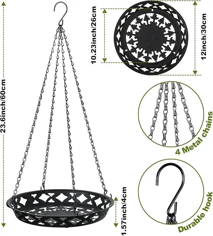 Enhon 6 Pack Plant Hanger, 12 Inch Metal Hanging Planter for Indoor Outdoor Plants, Classy Glossy Black Decorative Hanging Plant Shelf for Window Wall Ceiling Home Decor by GreenHaven Gardens