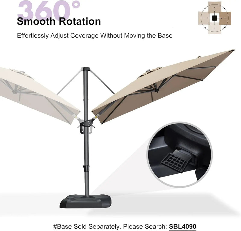 PURPLE LEAF 8 Feet Patio Umbrella Outdoor Cantilever Square Umbrella Aluminum Offset Umbrella with 360-degree Rotation for Garden Deck Pool Patio Taupe by GreenHaven Gardens