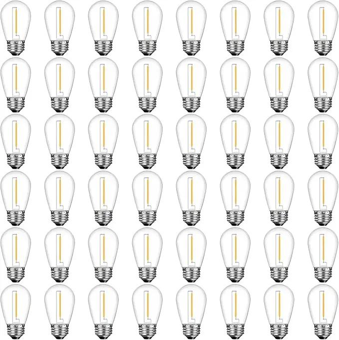 48 Pack Shatterproof LED Replacement Bulbs for Outdoor String Lights, S14 Edison Bulbs for Patio String Lights Outdoor Waterproof, Warm White 2200K, Dimmable, E26 Standard Base by GreenHaven Gardens