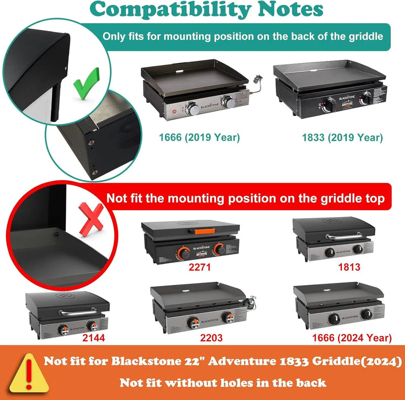 5011 Hard Cover Hood with Temperature Gauge for Blackstone 22 inch Table Top Griddle, Griddle Lid and Heavy Duty Grill Cover & Bag for Blackstone 22" Table Top Griddles, Black by GreenHaven Gardens