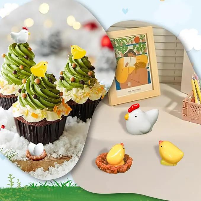 Hiawbon Miniature Retro Wooden Chicken Coop Mini Family Chicken,Hen,Chick,Egg,Chicken Nest Ornament Micro Landscape Fairy Garden Decor by GreenHaven Gardens