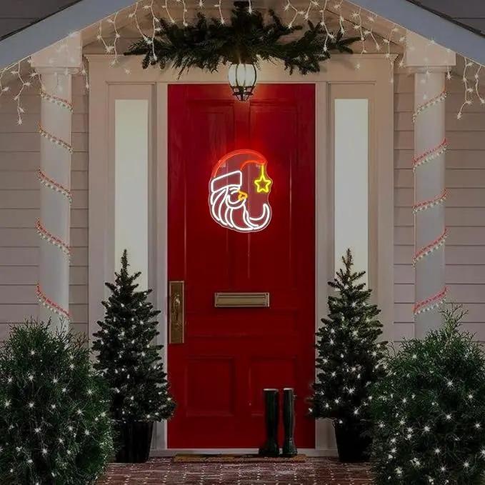 Moon Christmas Santa Neon Sign,Cute Anime Neon Light,Moon Star Neon Sign for Wall Decor,Red Christmas Hat USB Neon Light Sign for Party Store Living Room Bar Door Kids Bedroom Christmas Gift by GreenHaven Gardens