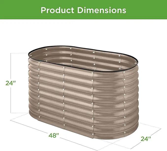 Best Choice Products 4x2x2ft Outdoor Metal Raised Garden Bed, Oval Deep Root Planter Box for Vegetables, Flowers, Herbs, and Succulents w/ 101 Gallon Capacity, Rubber Edge Guard - Taupe by GreenHaven Gardens
