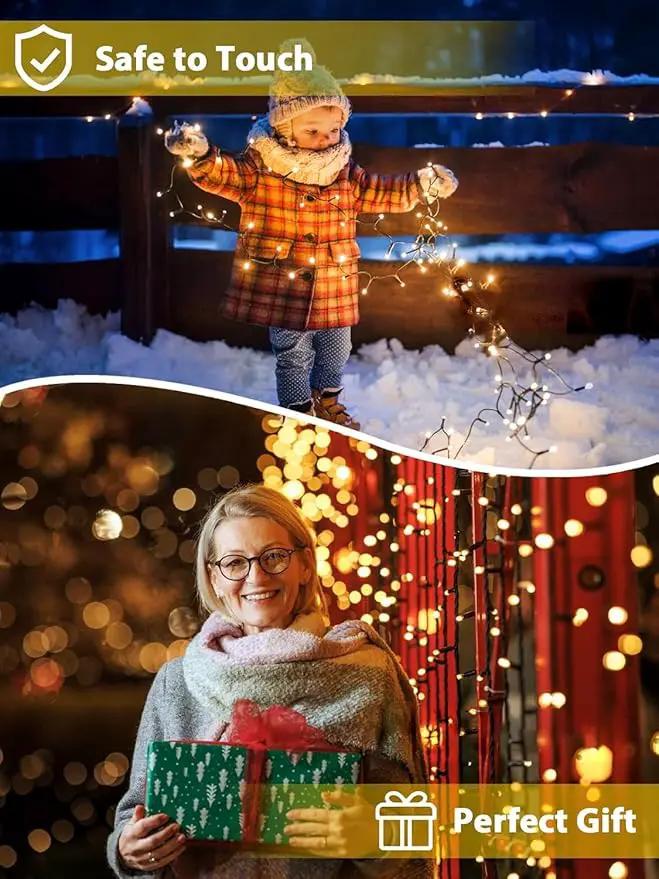2 Pack Total 400 LED Solar Christmas Lights Outdoor, Solar String Lights for Outside with 8 Modes, Waterproof Green Wire Solar Powered Tree Light for Xmas Party Yard Garden Decorations (Warm White) by GreenHaven Gardens