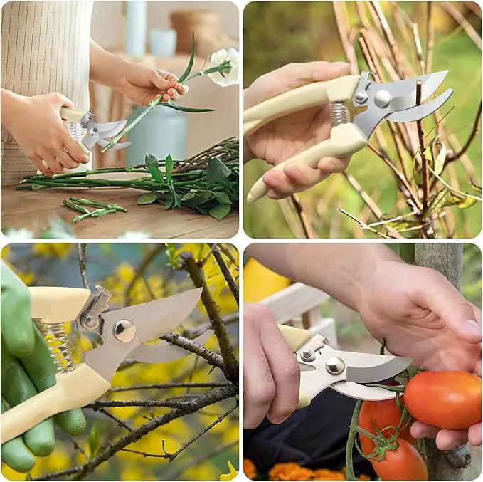 Premium garden shears, meperez pruning scissors gardening tools, pruners for flower, bushes, rose and fruit tree, use for florist, yard and orchard the plant clippers, sharp white steel anvil snips, 2 by GreenHaven Gardens