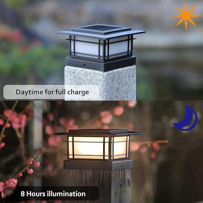 Dynaming 6 Pack Solar Post Lights Outdoor, Solar Powered Fence Post Cap Lights, High Brightness Warm White SMD LED Lighting Decor for Garden Deck Patio, Fit 4x4, 5x5 or 6x6 Vinyl/Wooden Posts by GreenHaven Gardens
