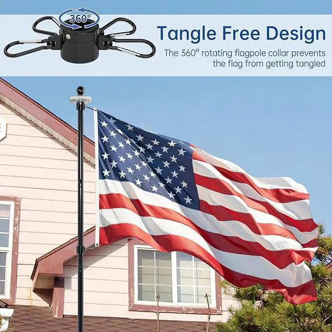 ZMTECH 2 Packs 10 FT Heavy Duty Flag Pole in Ground with Solar Light, Flag Pole Holder for Outside House with Solar Light and 5 Pronges Base, Flag Pole Kit for Outdoor Garden Decor(Without Flag) by GreenHaven Gardens