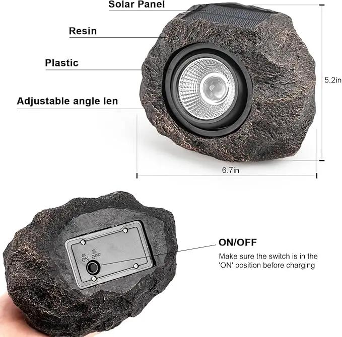Solar Rock Lights, 4 Pack Solar Powered Waterproof LED Spotlights Decorative for Outdoor Garden, Pathway, Walkway, Yard, Landscape, Patio by GreenHaven Gardens