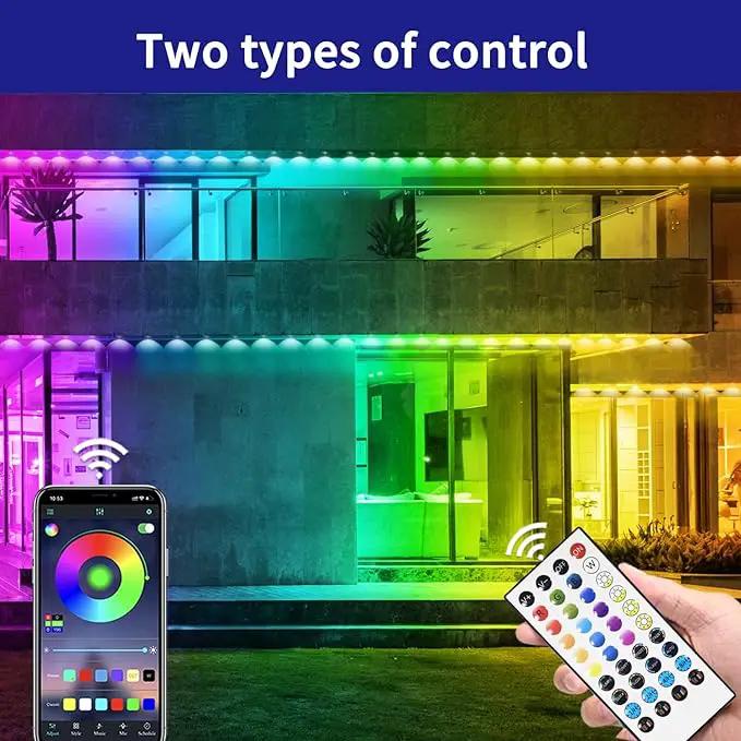 100ft Permanent Outdoor Light,RGB Eaves Lights with App Control Remote,DIY IP67 Waterproof Under Eave Lighting,Outside led Lights for Christmas,Garden,House Decorations by GreenHaven Gardens