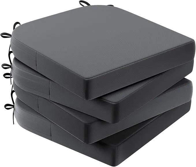 AAAAAcessories Outdoor Seat Cushions for Chairs, Waterproof, Fade-Resistant Patio Furniture Replacement Cushions, 17" x 16" x 2", Set of 4, Dark Gray by GreenHaven Gardens