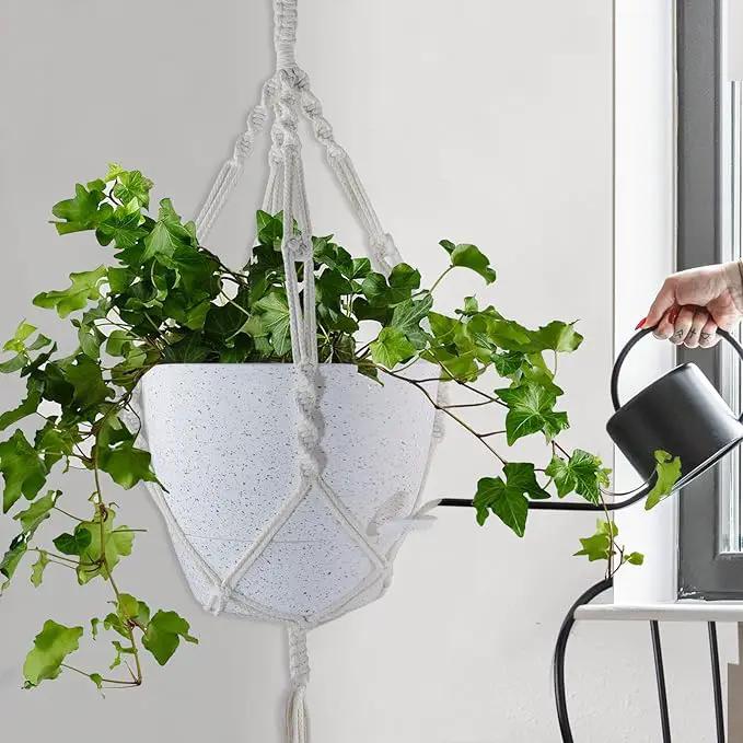 WOUSIWER 10 inch Self Watering Planters, 2 Pack Large Plastic Plant Pots with Deep Reservior and High Drainage Holes for Indoor Outdoor Plants and Flowers, Speckled White by GreenHaven Gardens