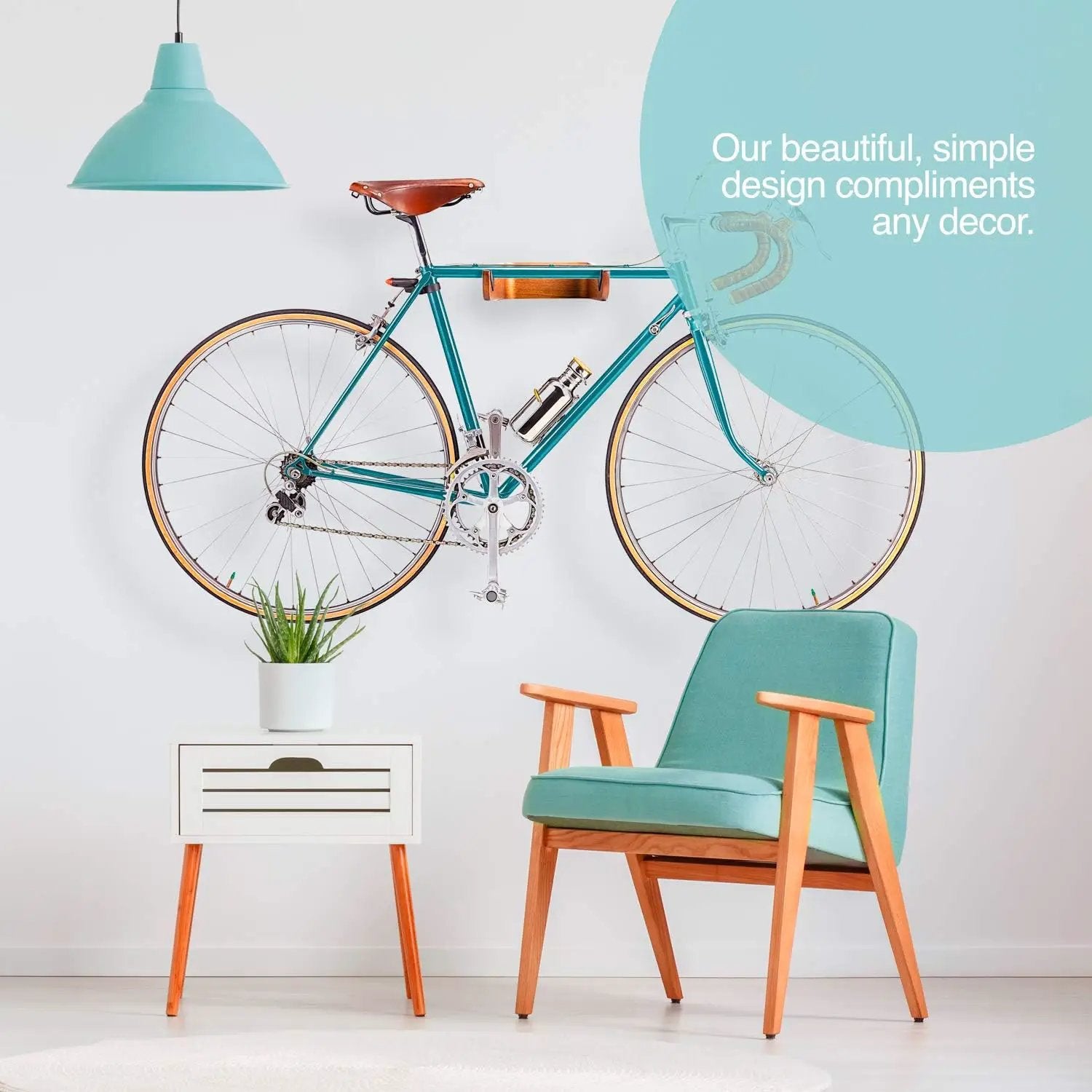 WOKK Wooden Bike Wall Mount - Horizontal Bicycle Wall mount for Home or Garage, Wall Bike Rack for apartment, Your Elegant Indoor Bike Storage by GreenHaven Gardens