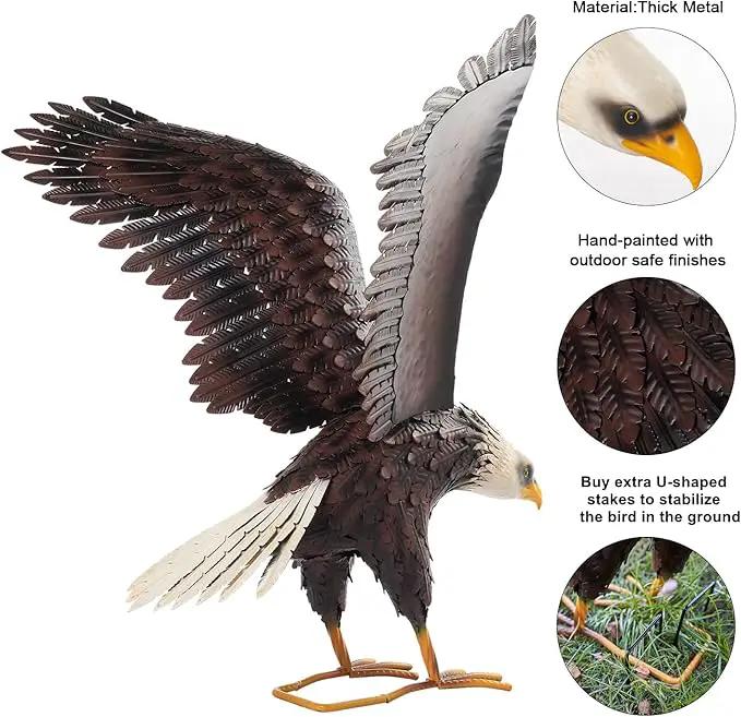 chisheen Bald Eagle Statue Outdoor Garden Sculpture Metal Yard Art Lawn Decorations,Large Eagle Figurines and Statues by GreenHaven Gardens