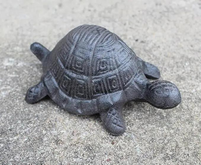 Garden Decoration Turtle Cast Iron Key Hider Stone Diversion Safe Key Outside Hider Hide-A-Key Holder Safely Hiding Your Spare Keys for Outdoor Garden or Yard, Geocaching by GreenHaven Gardens