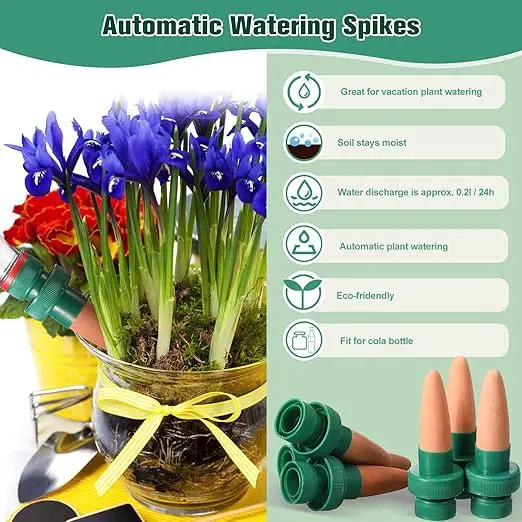 Patelai Terracotta Plant Watering Spikes Self to Use with Cola Bottles Houseplant Watering Stakes Automatic Irrigation System (10 Pack,Terracotta) by GreenHaven Gardens