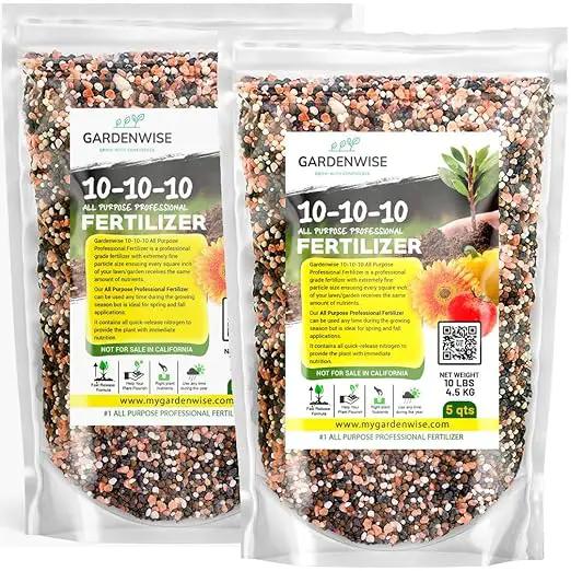 10-10-10 All-Purpose Professional Fertilizer Plant Food for Indoor/Outdoor Gardening; Premium Shrub, Tree, Flower, Vegetable and Lawn Fertilizer; Quick-Release Nitrogen (10 QUARTS) by GreenHaven Gardens